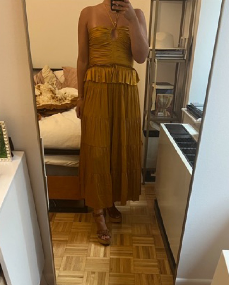 gold maxi dress revolve Goldenrod Chintz Stripe Benji Dress Tuckernuck Goldenrod Chintz / M main image 0
