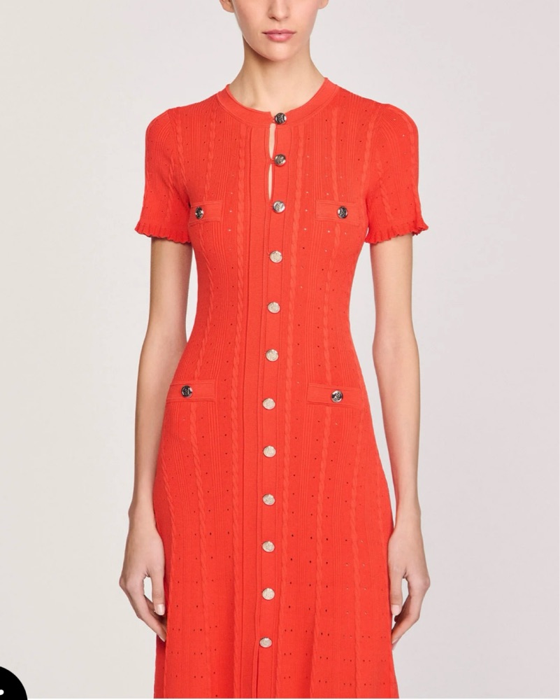 adrianna papell women's knit crepe pearl midi dress Adrianna Papell Pearl-Trim Cocktail Dress - Matador Red