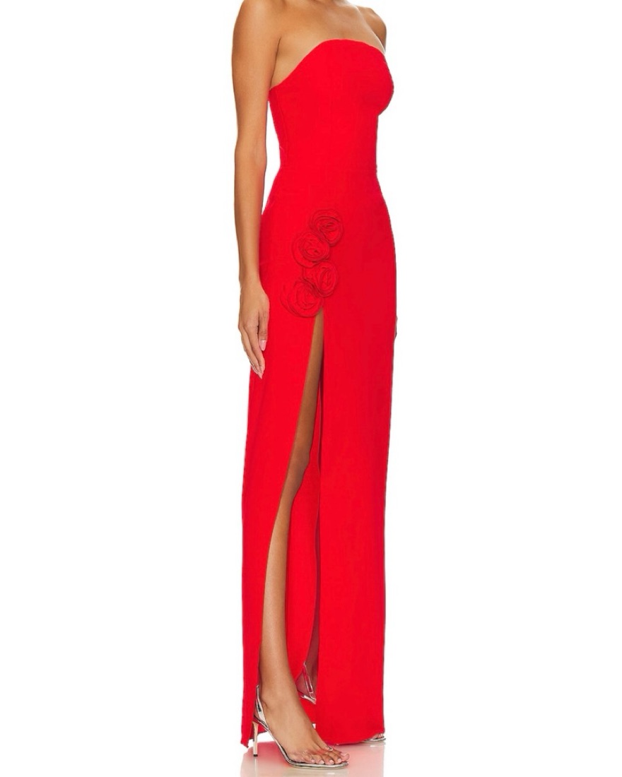 amanda uprichard red maxi dresses Amanda Uprichard Maxi Dress Ruffle Sleeve Wrap Red Dress Party Cocktail  Size P