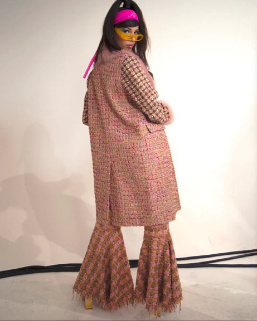 Kim Shui Vegan Fur Lined Tweed Coat by Kim Shui - Pickle