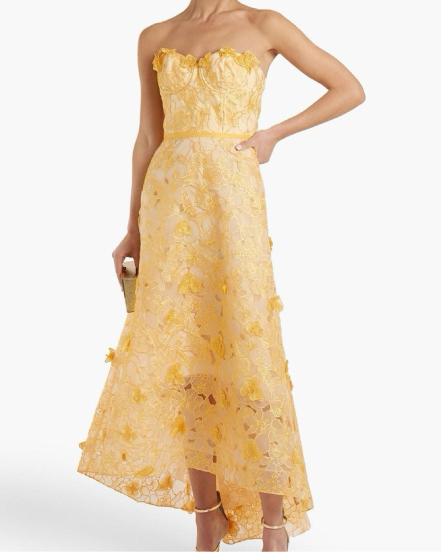 marchesa notte gold dress Marchesa Notte Sequin V-Neck Lace-Hem Slip Dress