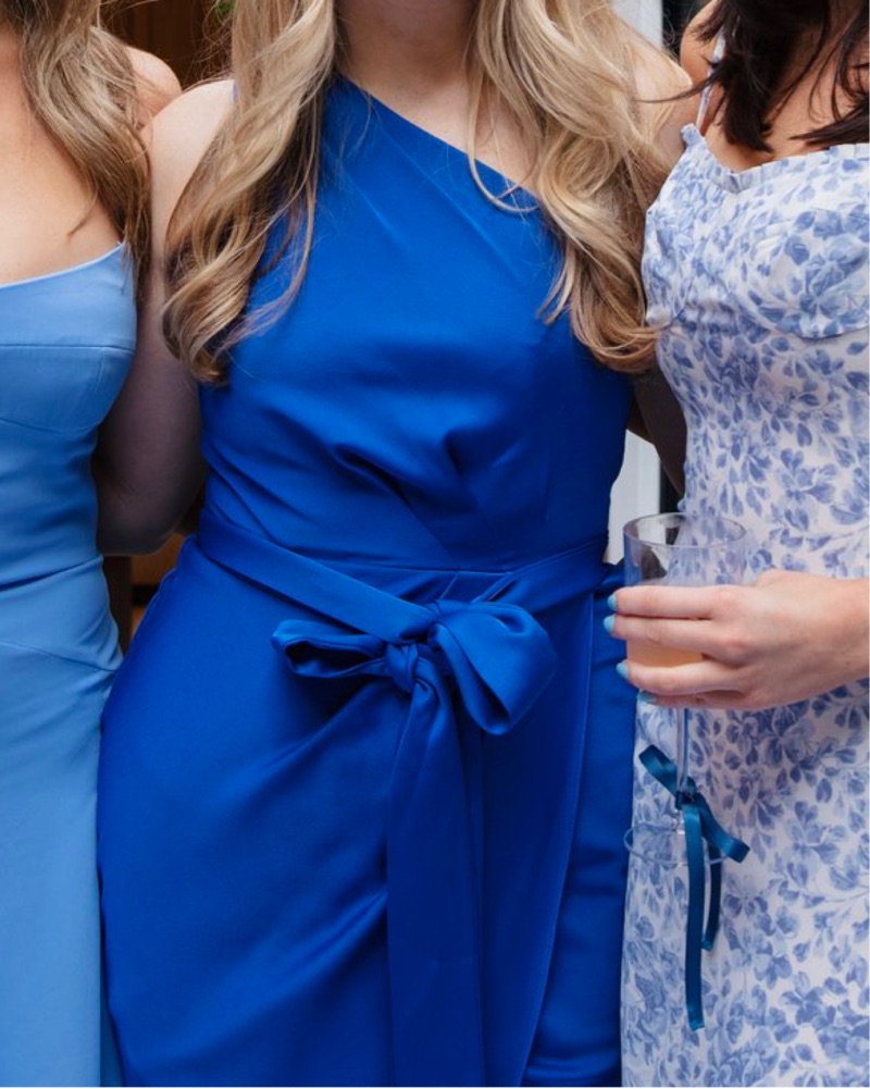 Ted Baker Blue One Shoulder Satin Dress by Ted Baker - Pickle