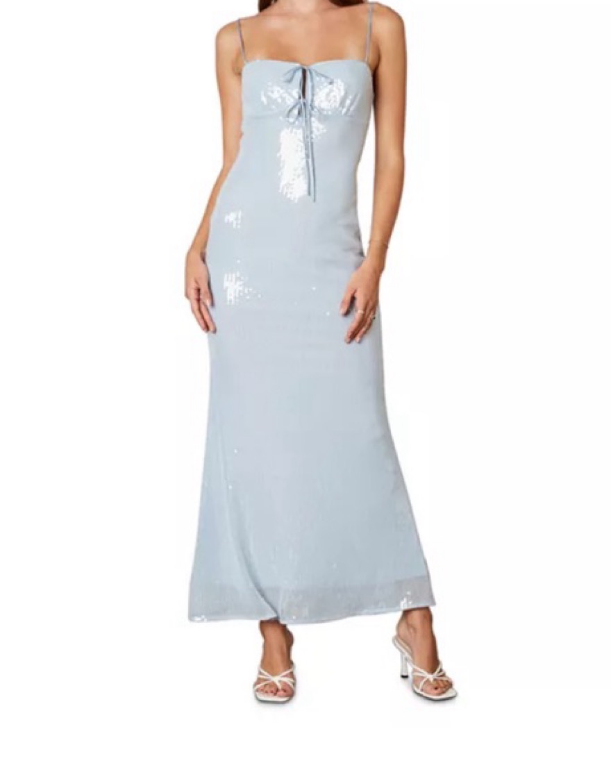 powder blue sequin dress Flower Diamond Sequin Dress