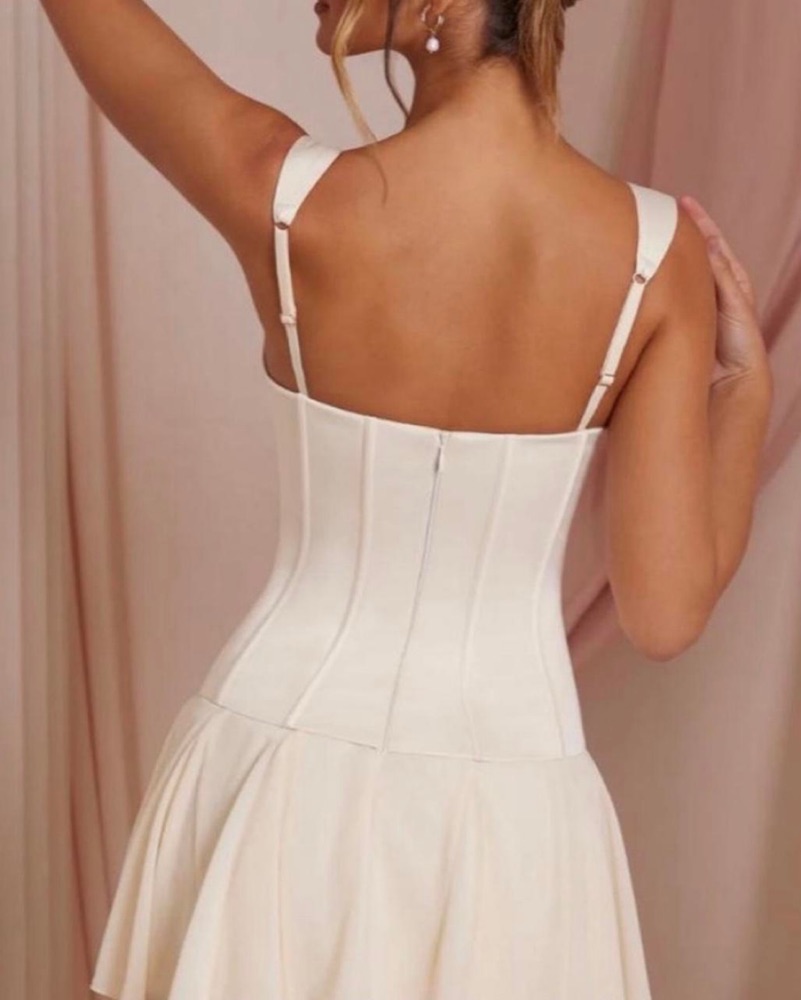 Oh Polly Lace Up Corset Mini Dress Ivory by Oh Polly - Pickle
