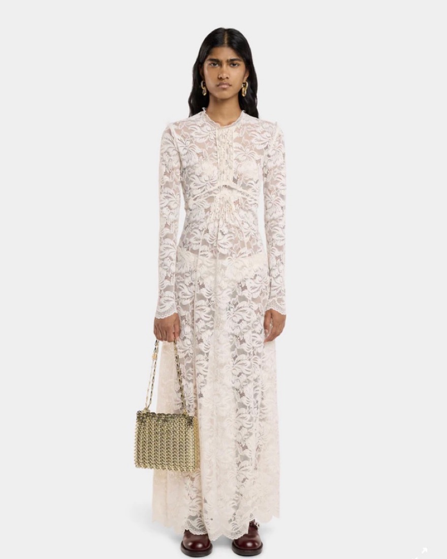パーティードレス Rabanne Fitted Lace Dress With High Collar Rabanne Fitted Lace Dress With High Collar | THE LIST