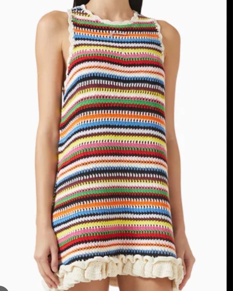 multicolor crochet halterneck dress Backless Halter Crochet Cowl Neck, Ysabelle Cowl Neck Maxi Dress in Multi Color, Size XS, For Vacation