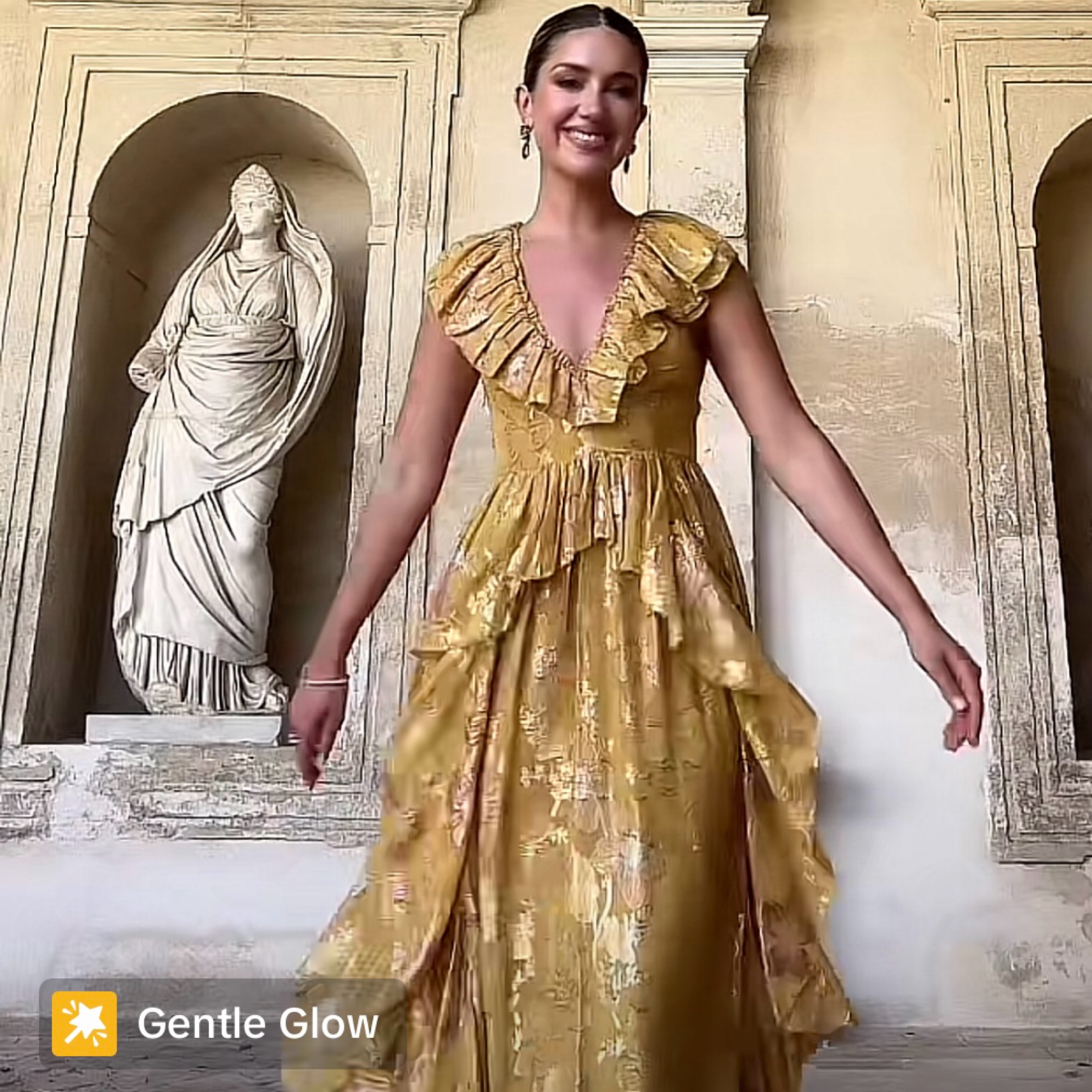 ulla johnson gold dress Florienne Premium Satin Draped Gown in Butter Yellow main image 0