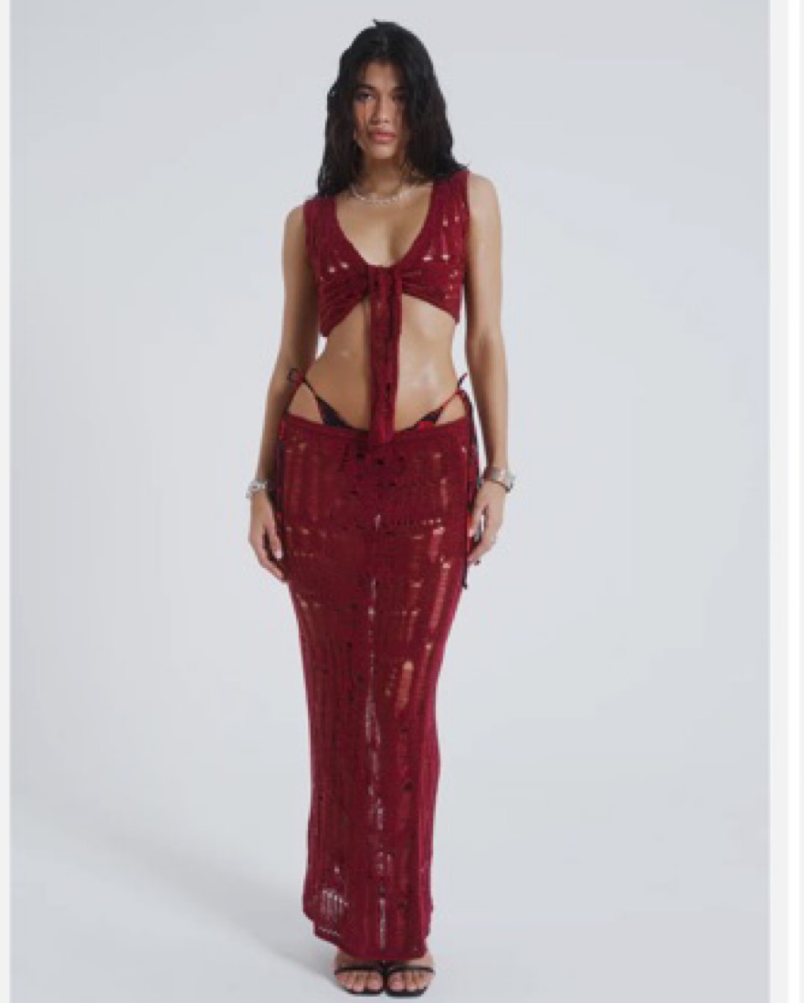 Jaded London Odette Laddered Knit Set by Jaded London - Pickle