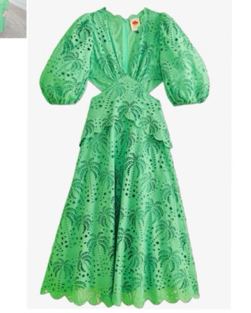 FARM RIO Green Eyelet Midi Dress | Pickle