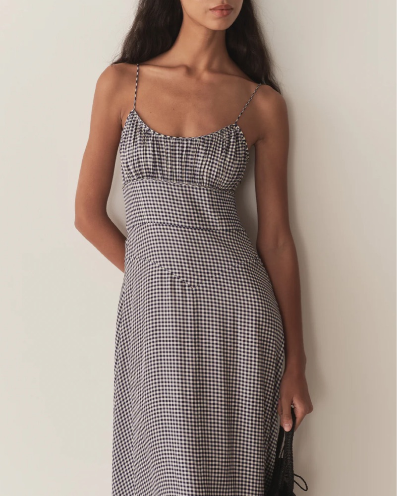 Doen Gingham Silk Dress | Pickle