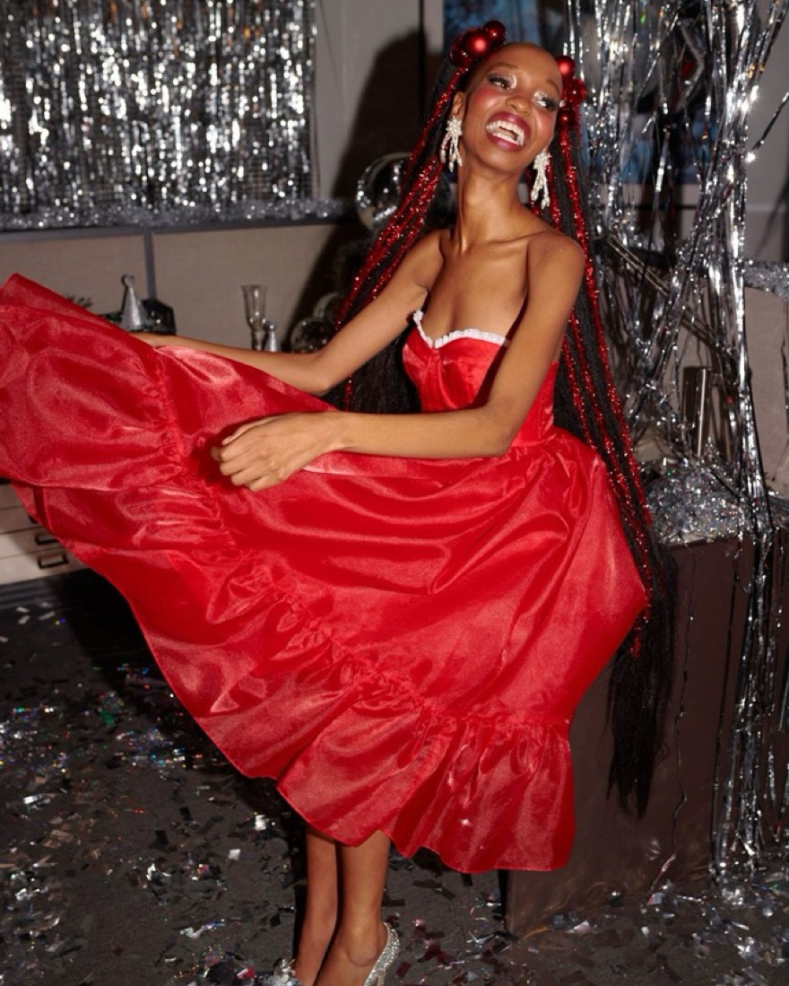 Selkie Red French Corset Puff Dress by Selkie - Pickle