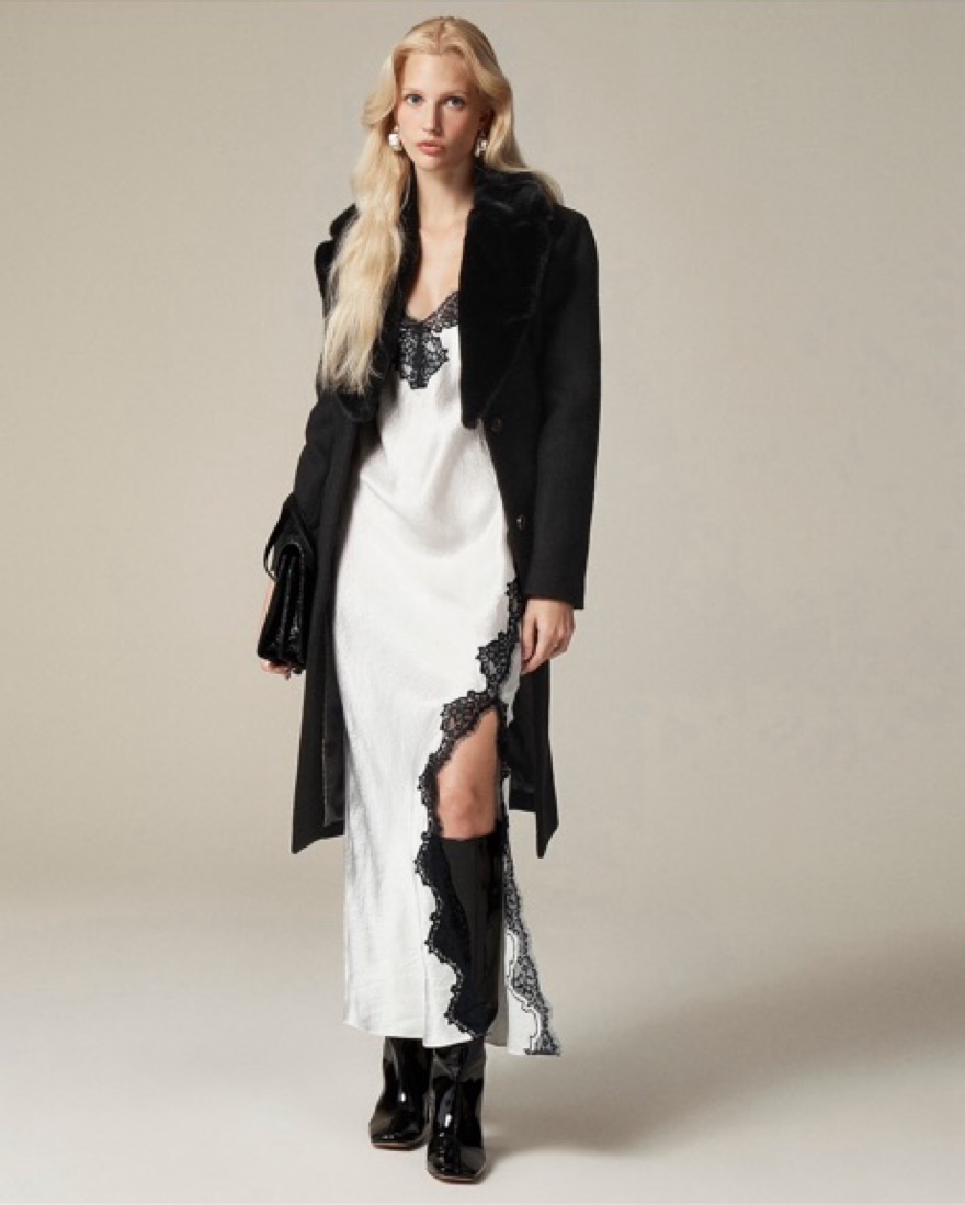 J Crew White Slip Dress Black Lace Trim by J Crew - Pickle