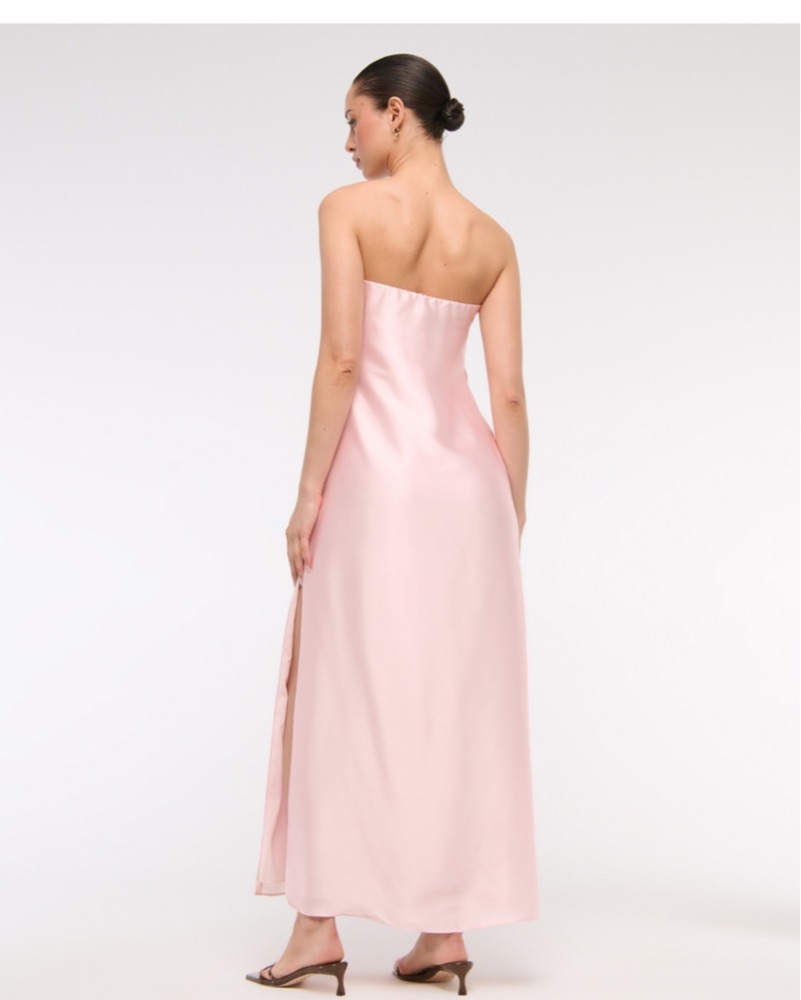 The A&F Julia Strapless Slip Maxi Dress by Abercrombie and Fitch - Pickle