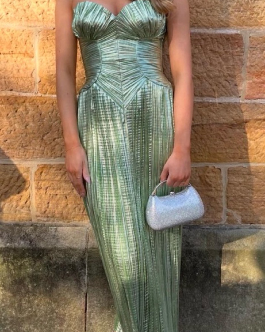 cult gaia green metallic dress Cult Gaia Ashika Gown by Cult Gaia
