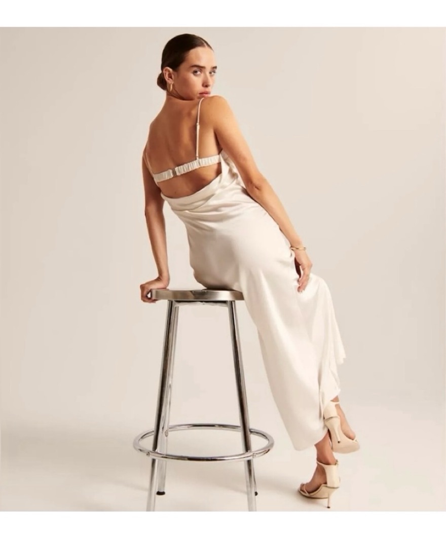Satin cowl back slip dress clearance