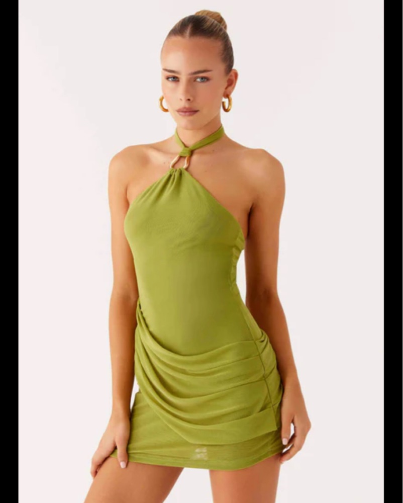necklaces to wear with halter dress Leading Role Diamante Strap Halter Dress Black main image 1