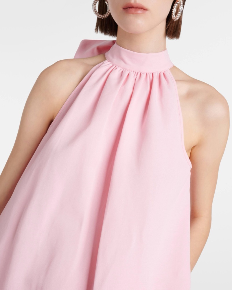 pink neck tie dress Eva Pink Sheer Tie Back Mini Dress