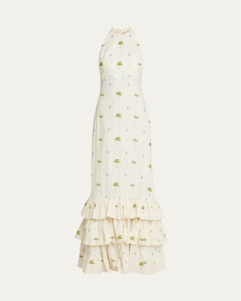 Agua Bendita Beige Halter Maxi Dress by Agua by Agua Bendita - Pickle