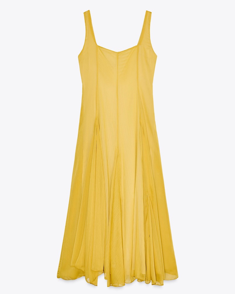 yellow midi dress zara Vibrant Yellow Midi Dress by ZARA