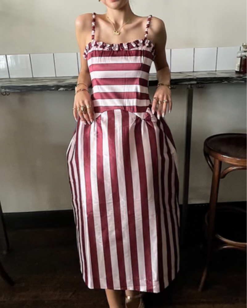 damson madder pink stripe dress Rent Damson Madder Pink Dress UK 8