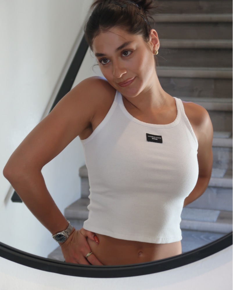 トップス Dolce and gabbana tank Fine-rib tank top with crystal DG logo in White for Women