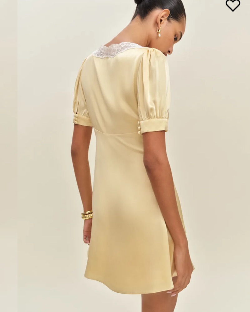 avin silk dress Reformation Avin Silk Dress In Blonde by Reformation