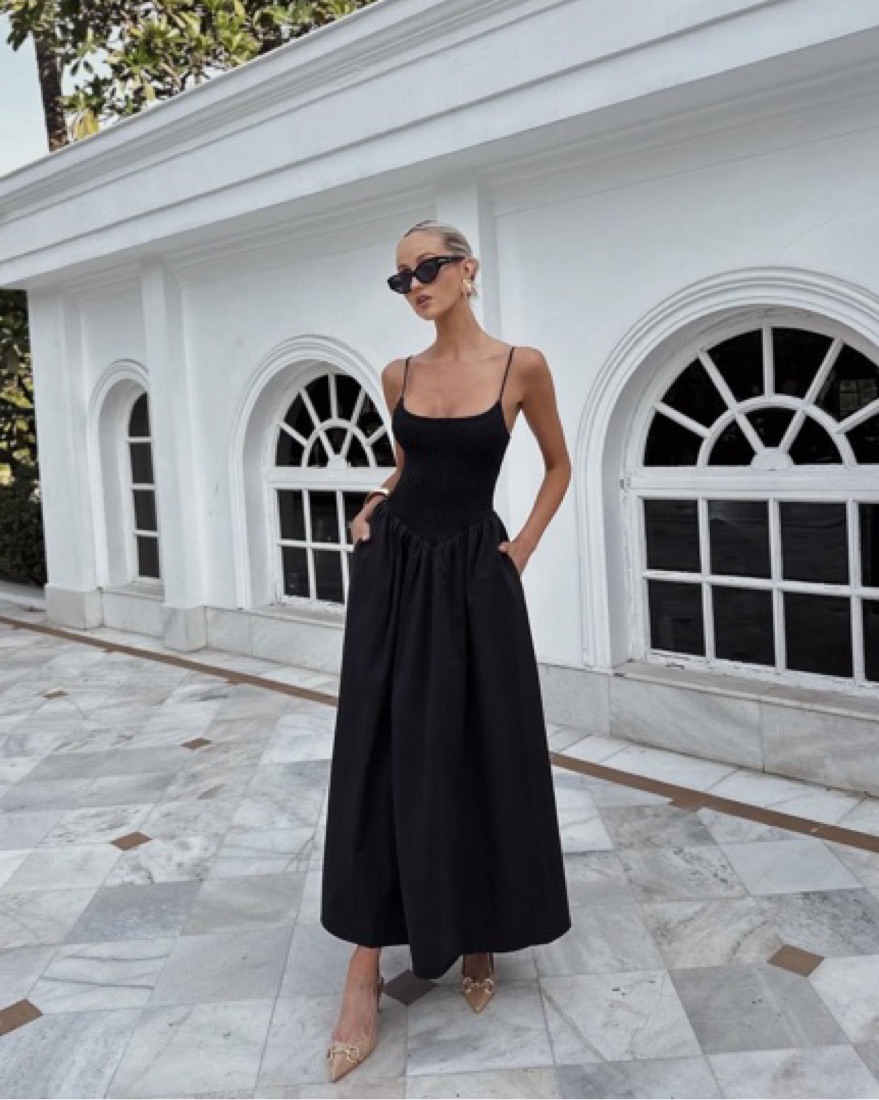 DISSH Drop Waist Black Midi Dress by Dissh - Pickle