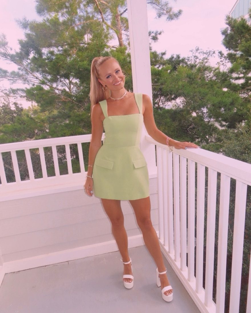 amanda uprichard green and white dress Dianella Dress  Hemline Heights