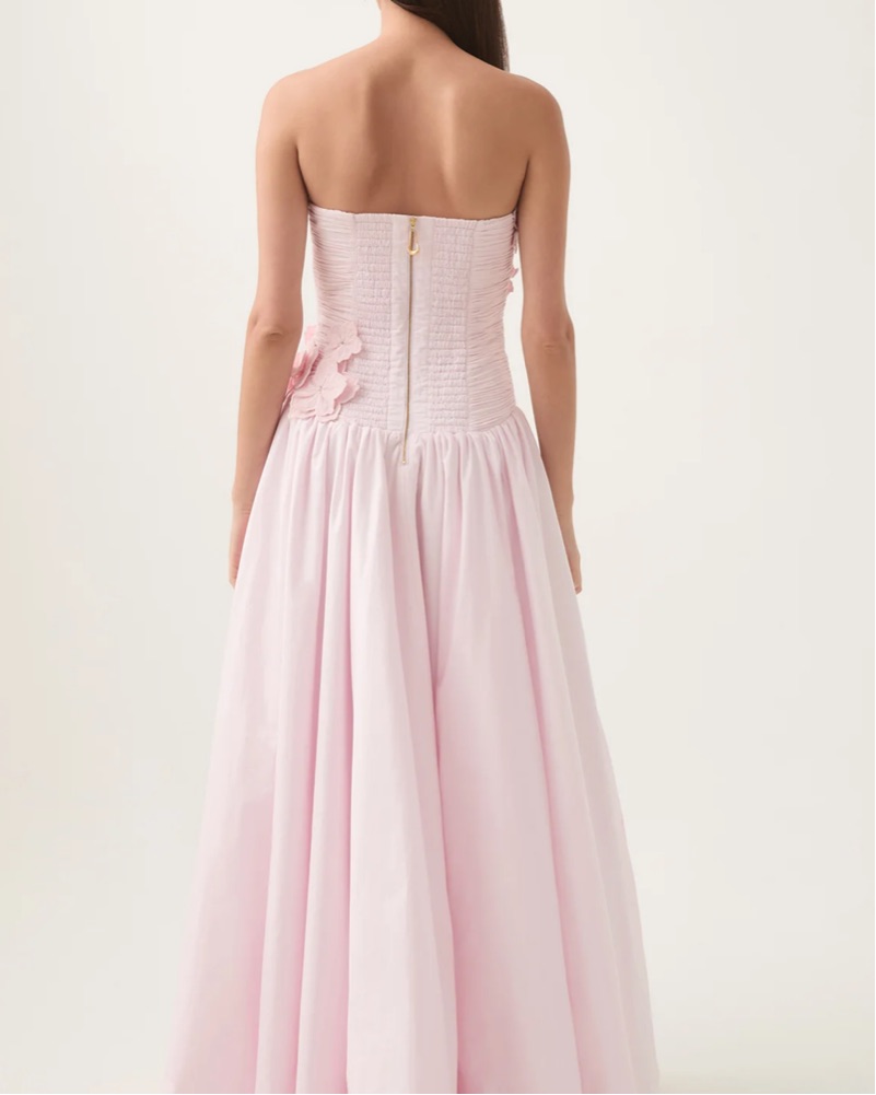 aje pink flower dress Fleur Pleated Gown-COLLAGE FLORAL / 4