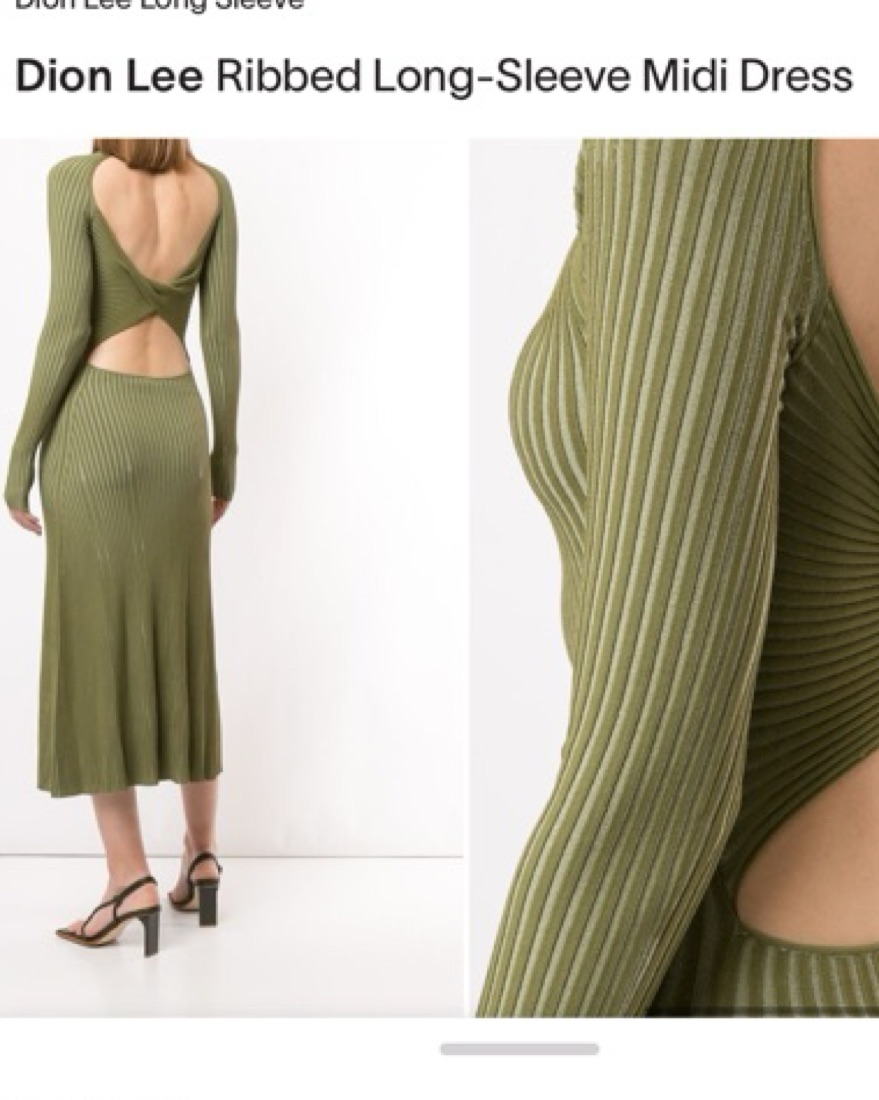 Dion Lee Ribbed Long-Sleeve Midi Dress by Dion Lee - Pickle
