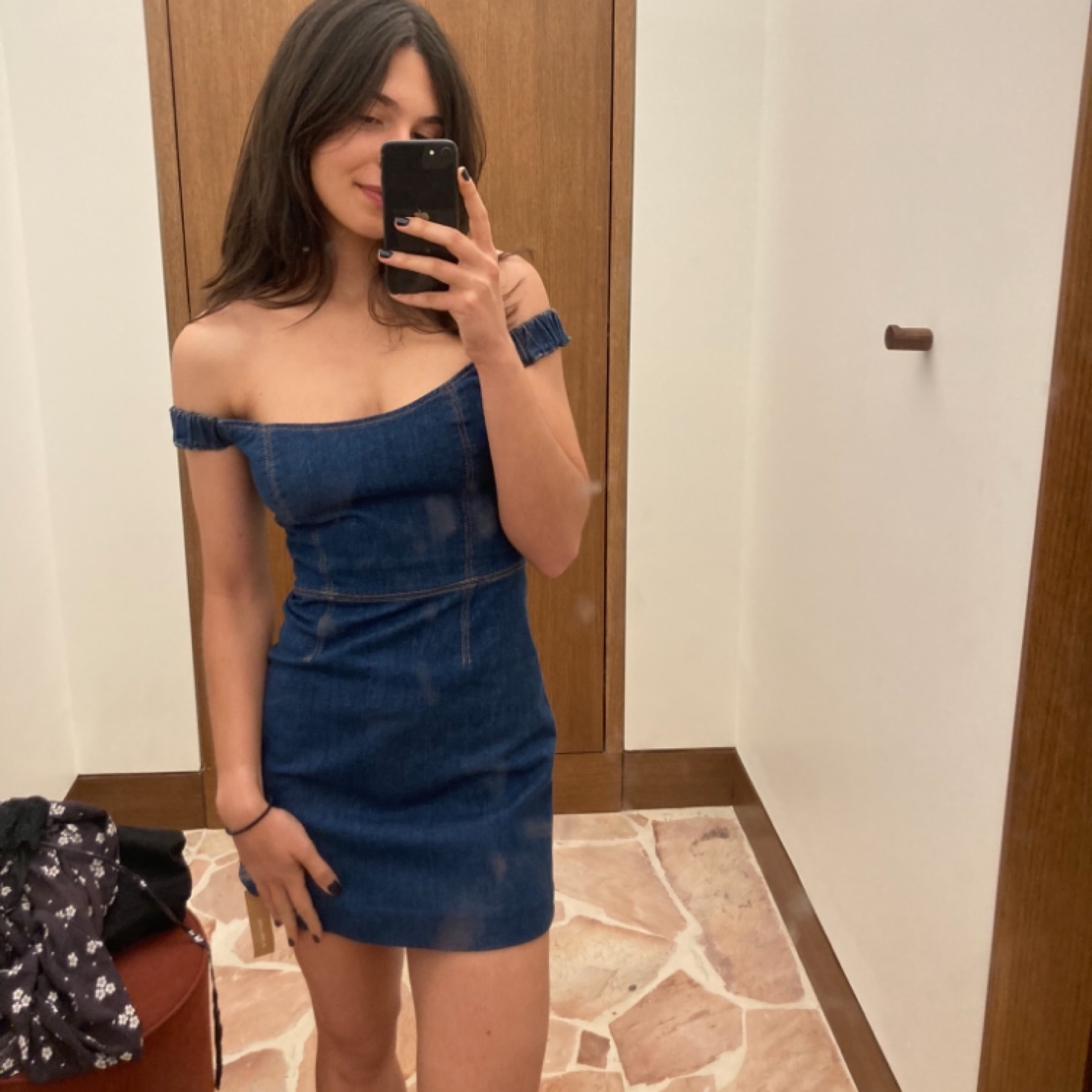 filis denim mini dress Reformation Filis Denim Mini Dress by Reformation