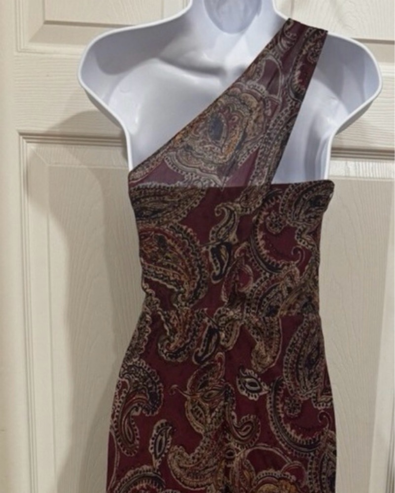 ralph lauren paisley jersey dress RALPH LAUREN Blue Paisley Jersey Tie Belt Dress PS Petite Small