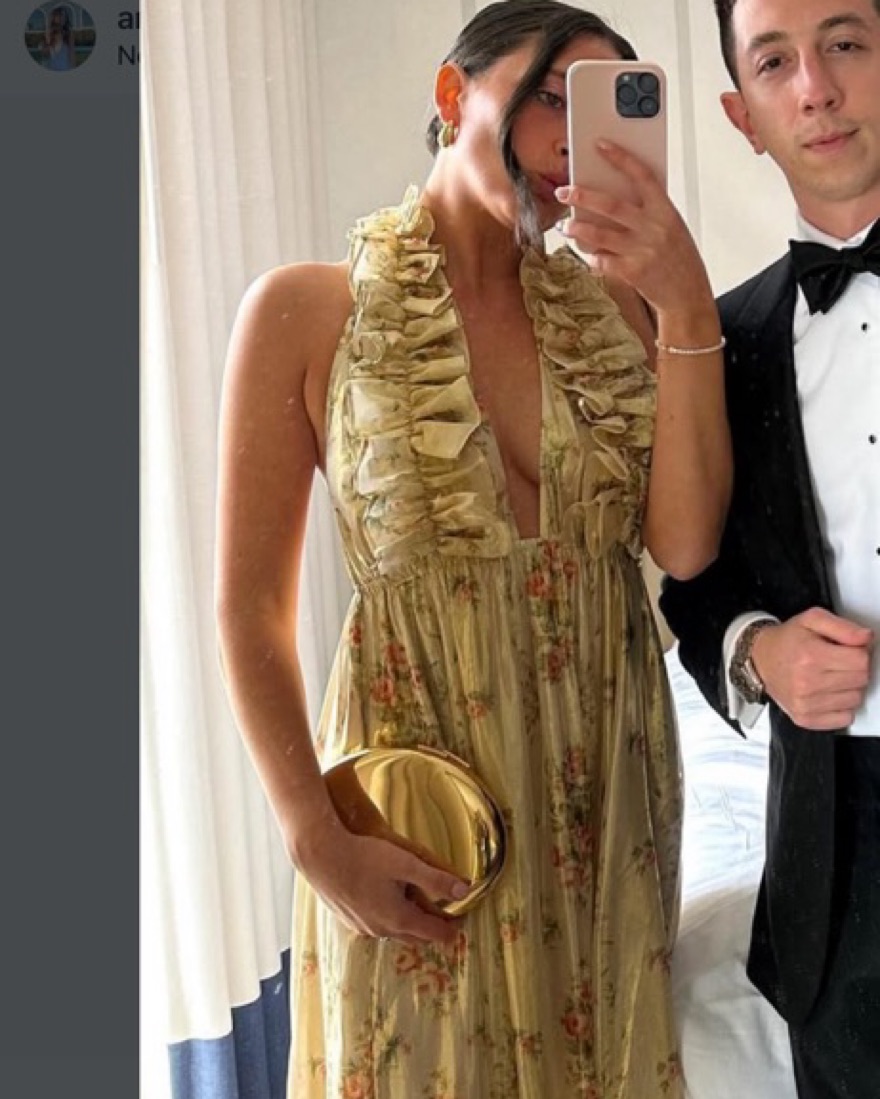 love shack fancy gold dress Love Shack Fancy Women Sarajane Dress Honey Gold main image 1