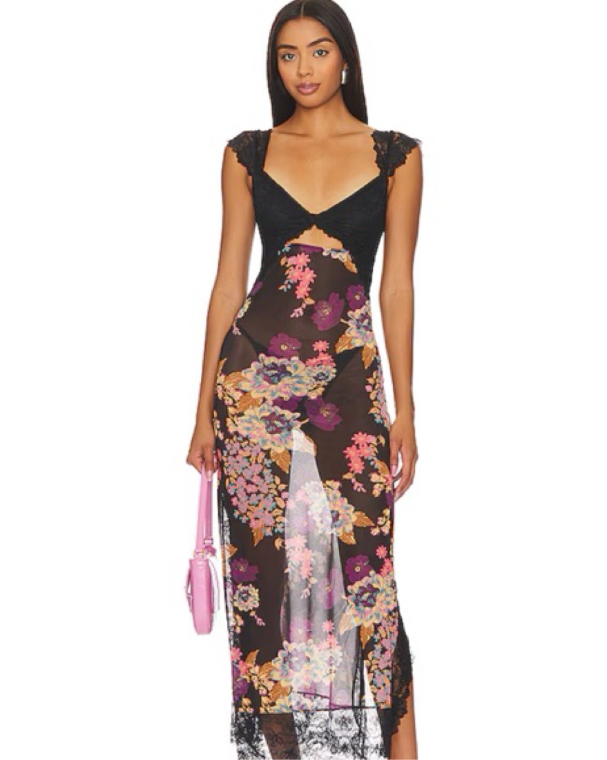 Free People Floral Sheer Midi Dress by Free People - Pickle