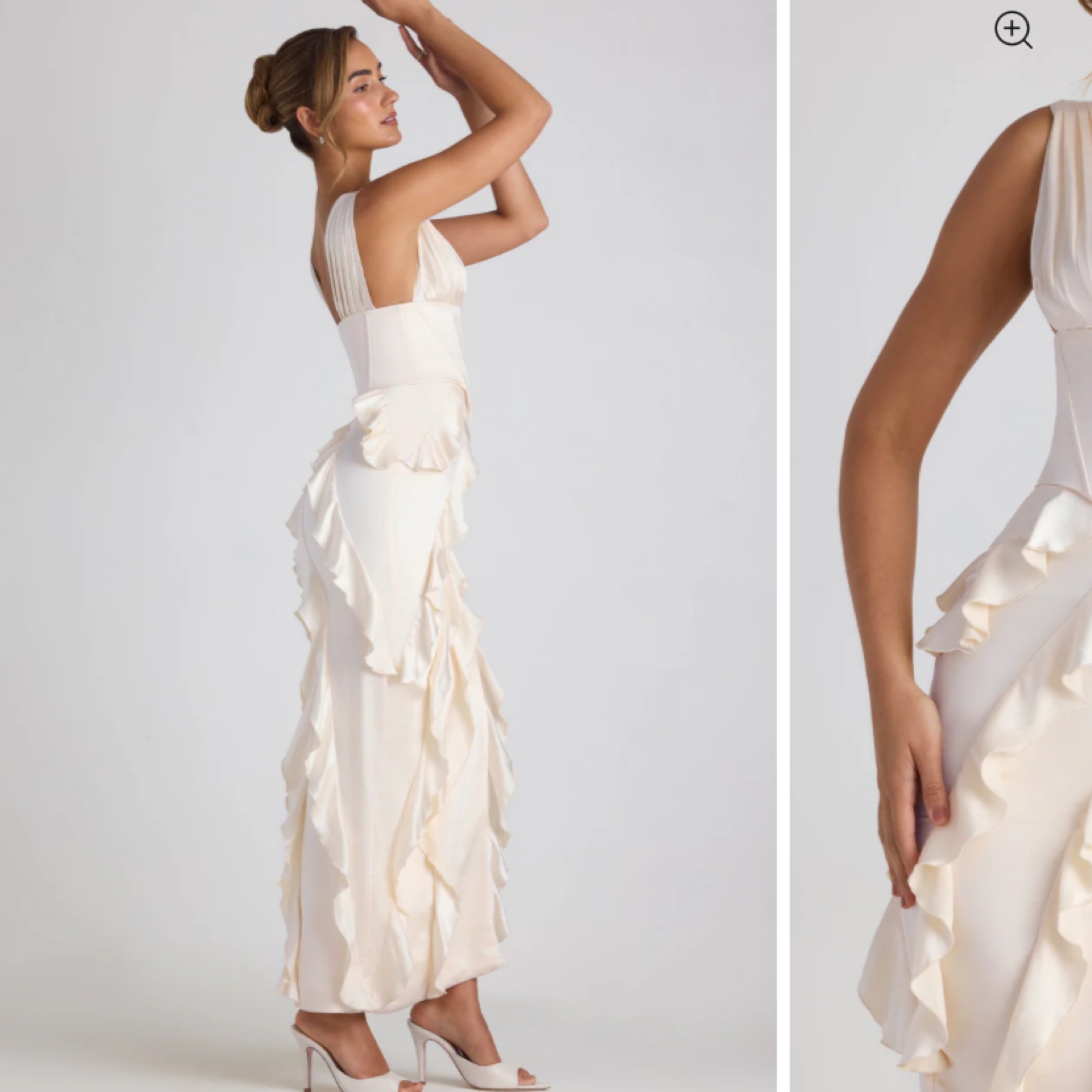 AMBROSIA Ruffle-Trim Corset Maxi Dress i by Oh Polly - Pickle