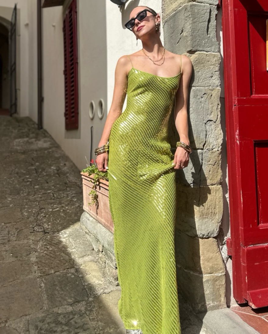 Rat And Boa Green Sequin Gina Dress by Rat & Boa - Pickle
