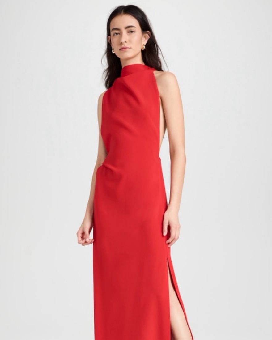 selena backless twist back matte viscose crepe dress Satin Slip Tie Back Dress petite / 8 / dusty-blue main image 0