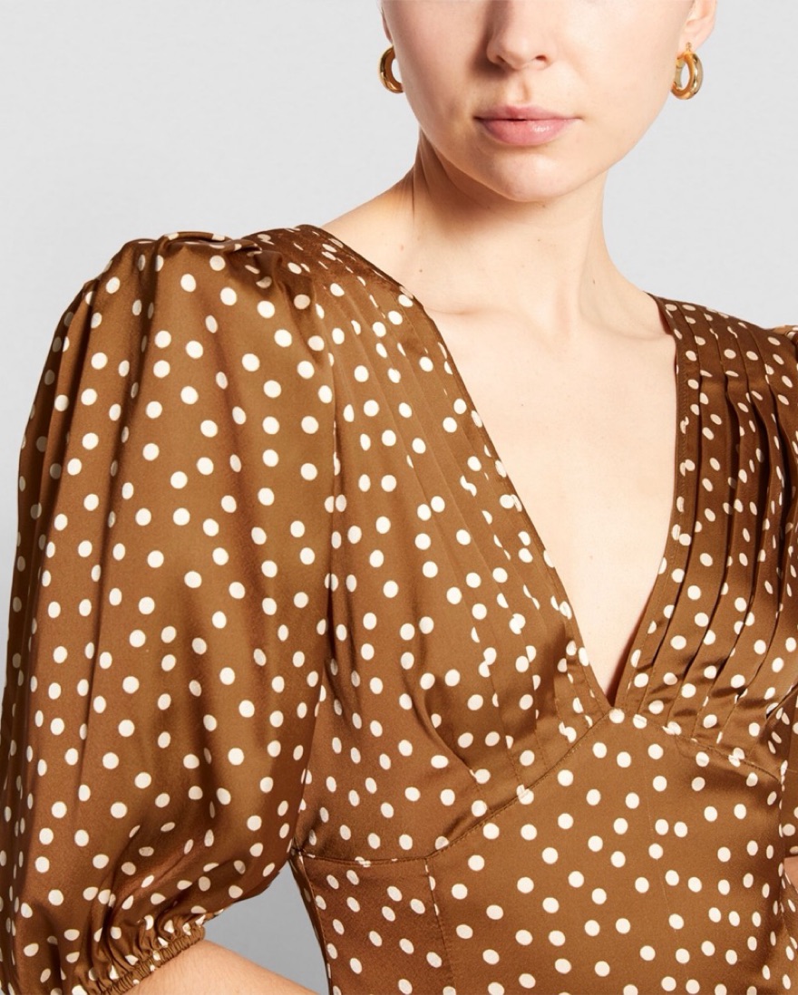 ronny kobo brown polka dot dress RAT BOI Dream Dress in Brown