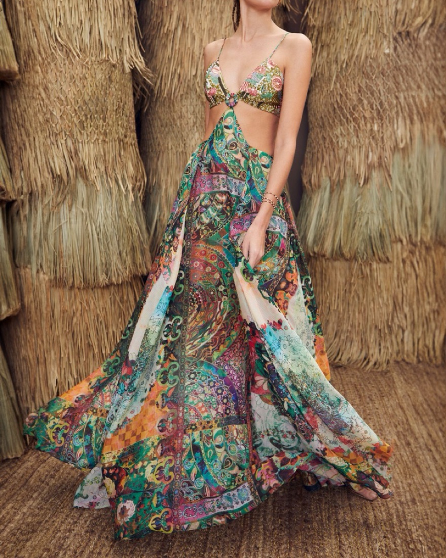 nwot alexis maxi sequin-beaded naki cut-out dress Alexis Naki Dress in Mystic