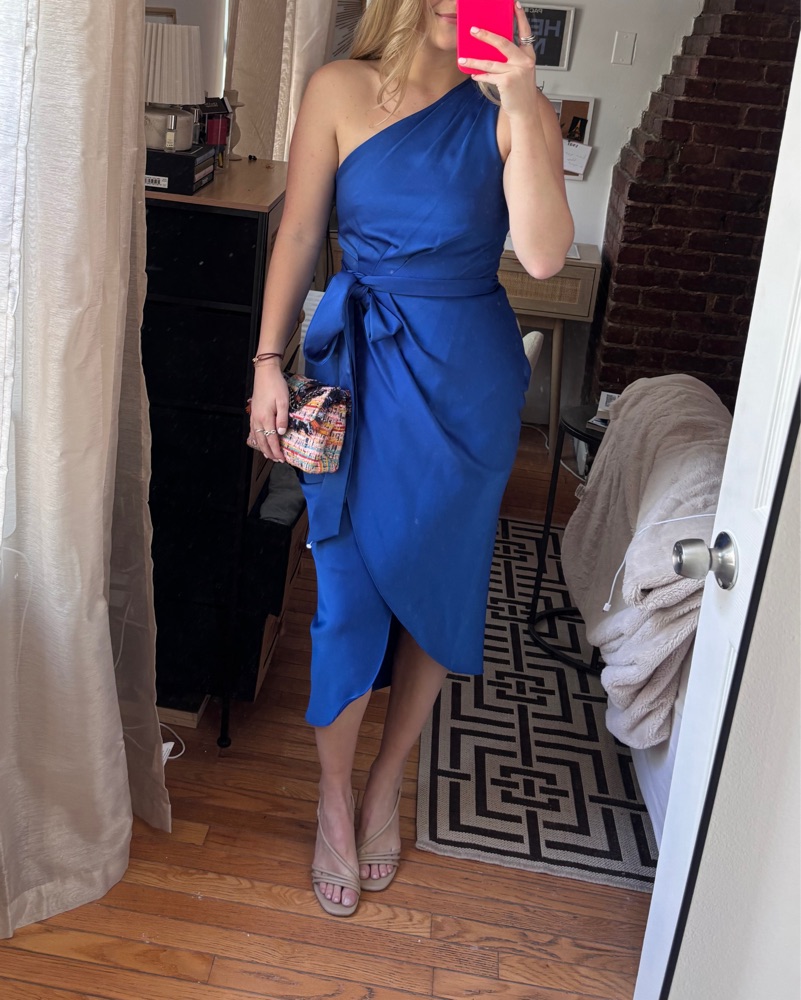 ted baker gabie dress blue Stretch Satin One Shoulder Sleeveless Bridesmaid Dress| Plus Size main image 0