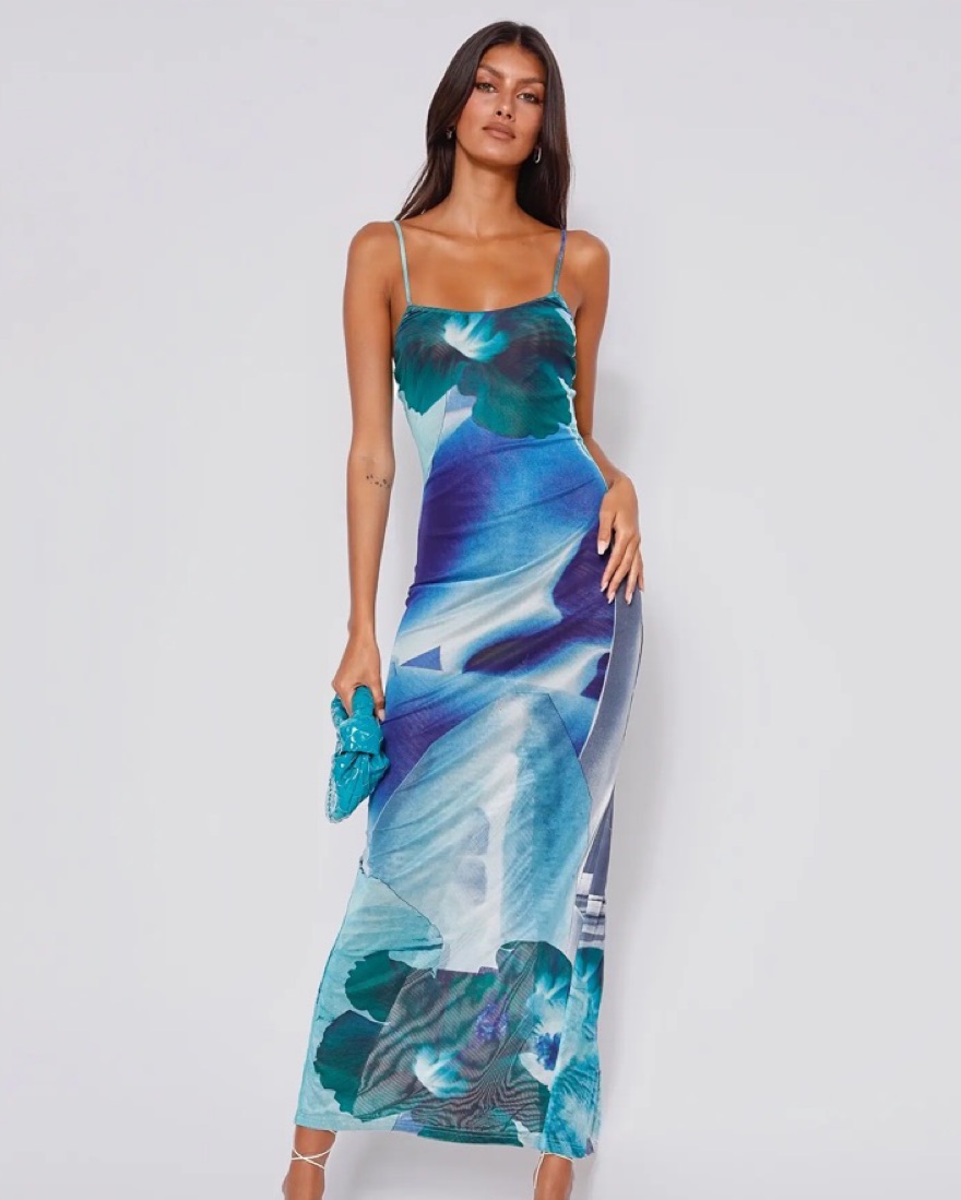 tiger mist satin dress Tiger Mist Shimmer Maxi Dress Light Blue by Tiger Mist