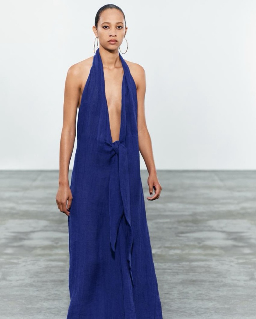 blue halter dress zara Buy Minimal Sky Linen Blend No Logo Regular Fit Air Force Blue Shirt main image 0