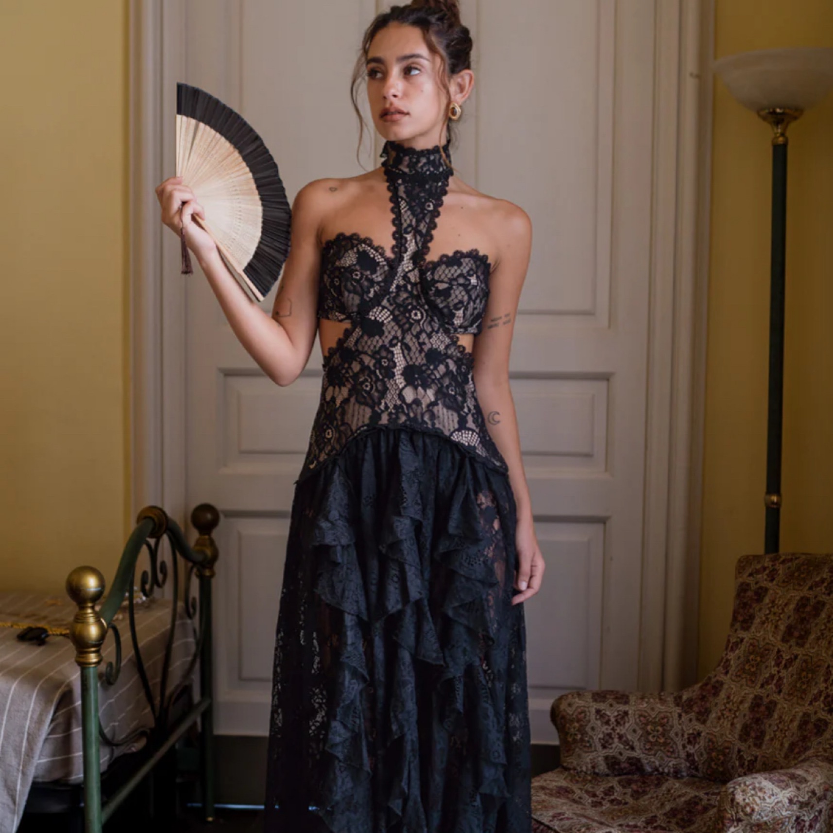 Black Lace Maxi Dress by 12th Tribe - Pickle