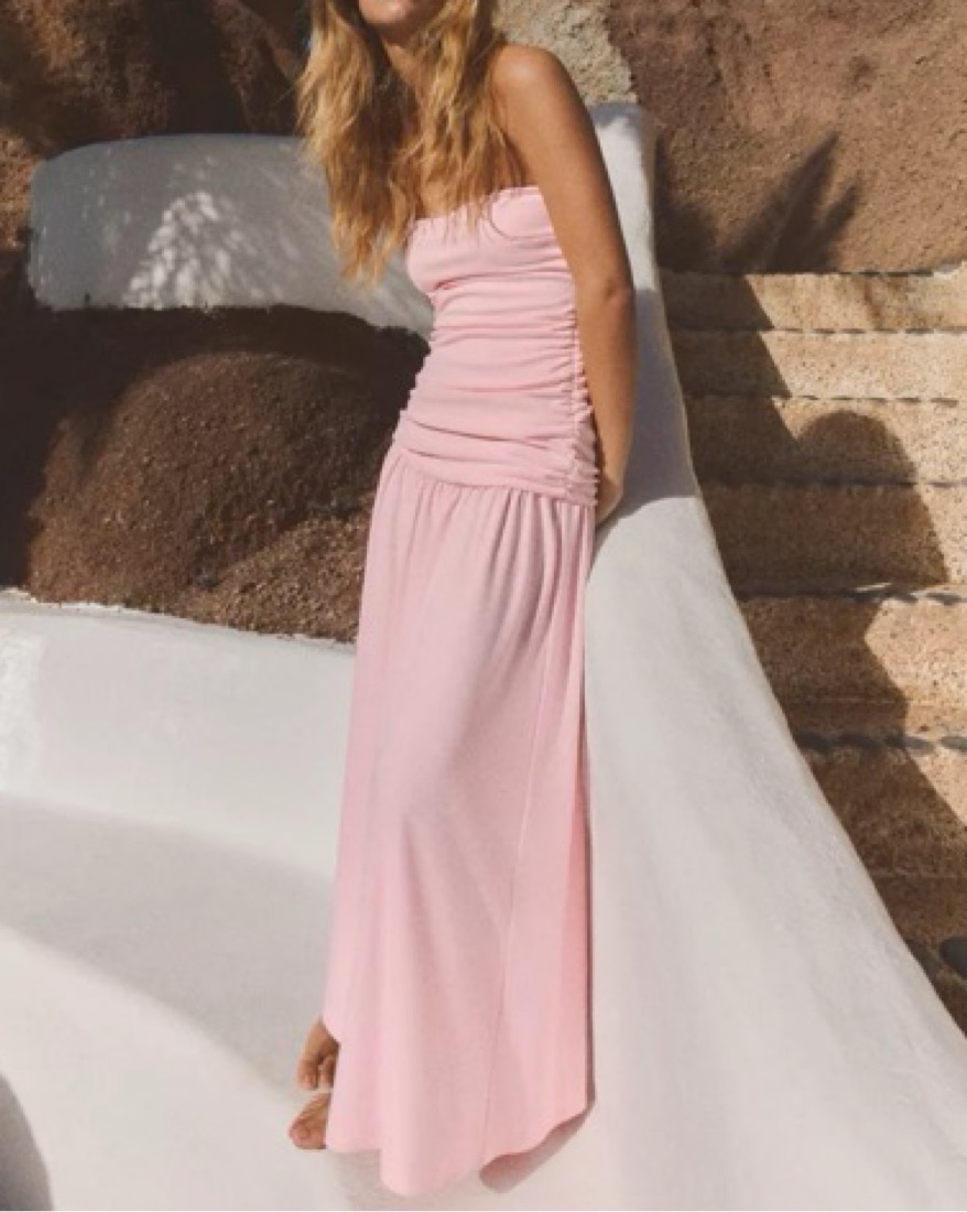 zara pink strapless dress Zara Pink Strapless Dress