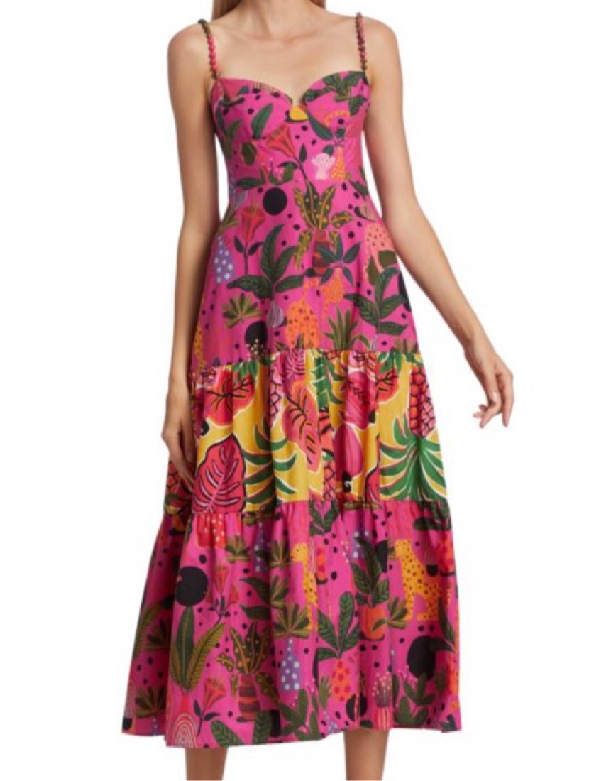 farm rio pink pop leopards mixed midi dress Farm Rio Pop Leopards Midi-Dress by FARM RIO