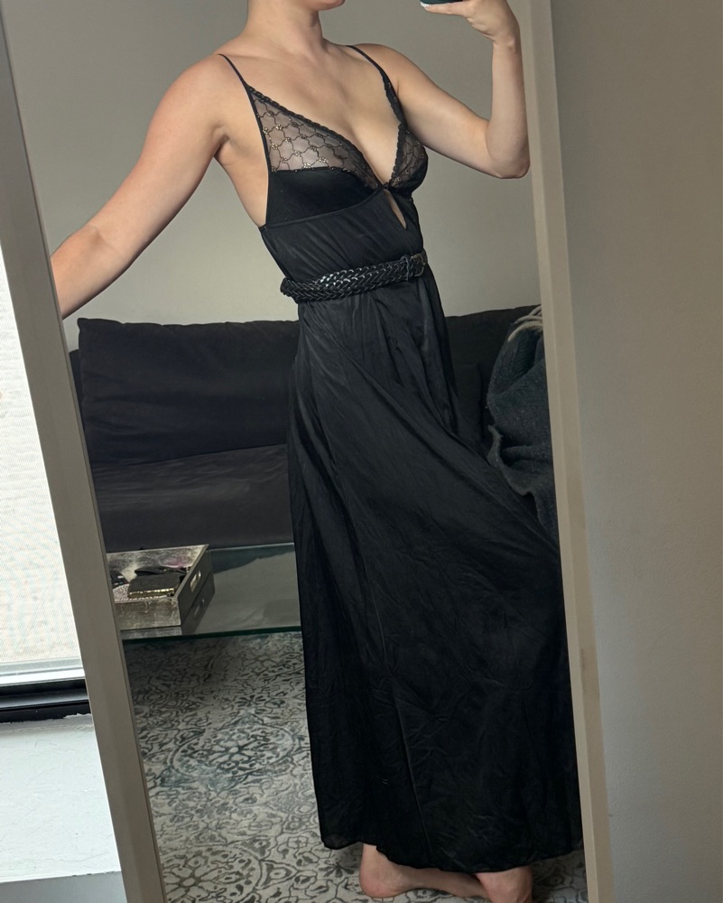 Vintage Black Slip Maxi Dress by Vintage - Pickle