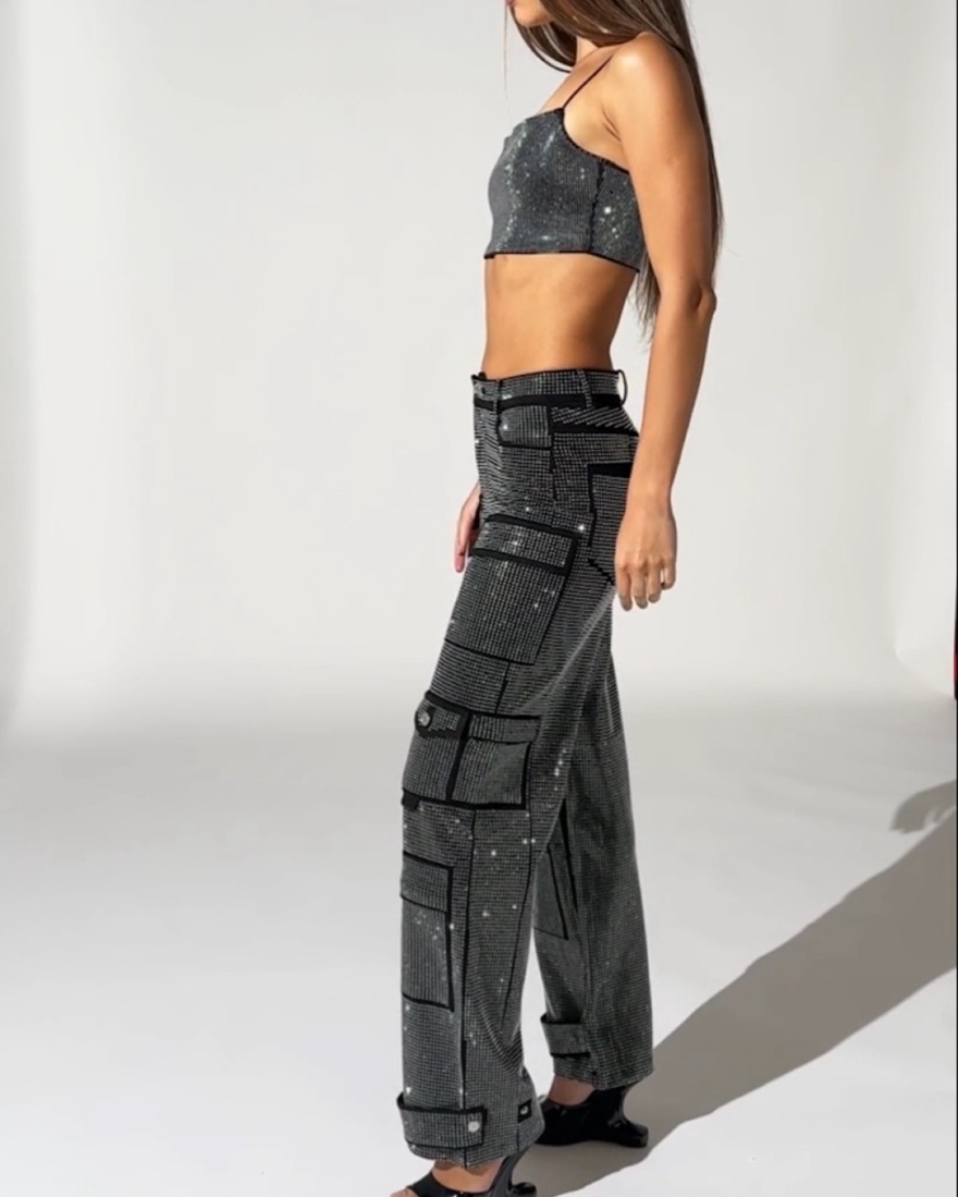 Ammo Bonne Soiree Rhinestone Cargo Pants | Pickle