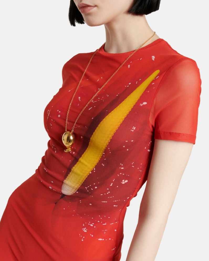 【関税&送料込】Loewe Knot Dress LOEWE Silk dress with orange chain on UNGER.DE
