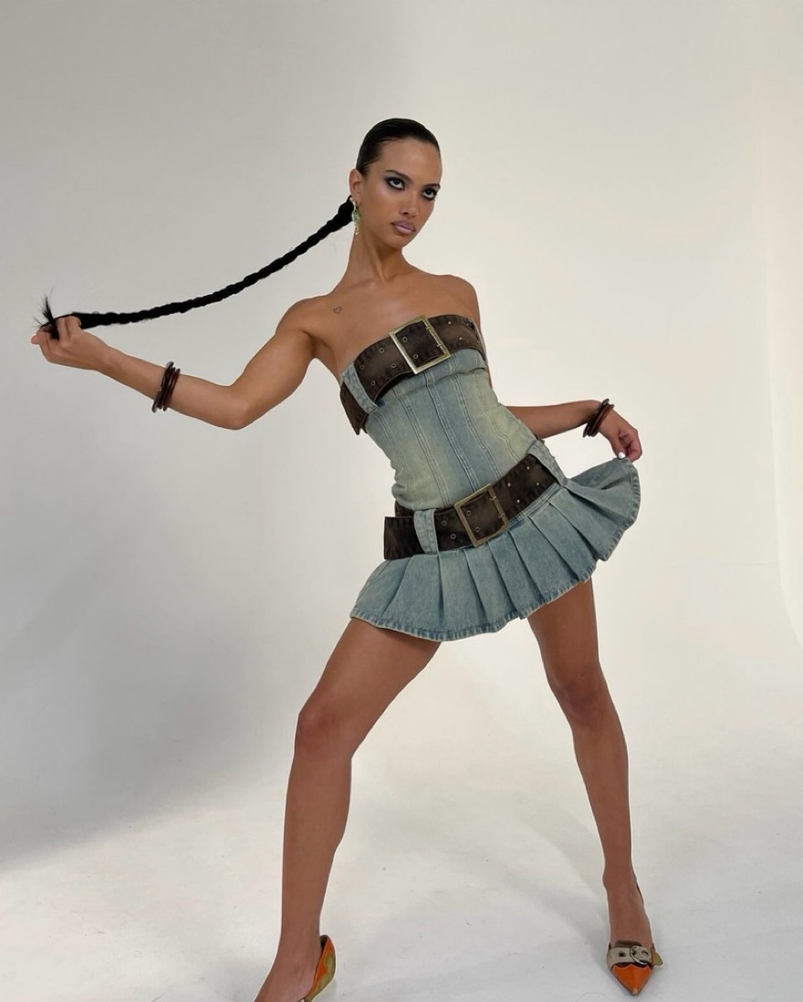 JADED LONDON belt y2k denim dress | Pickle