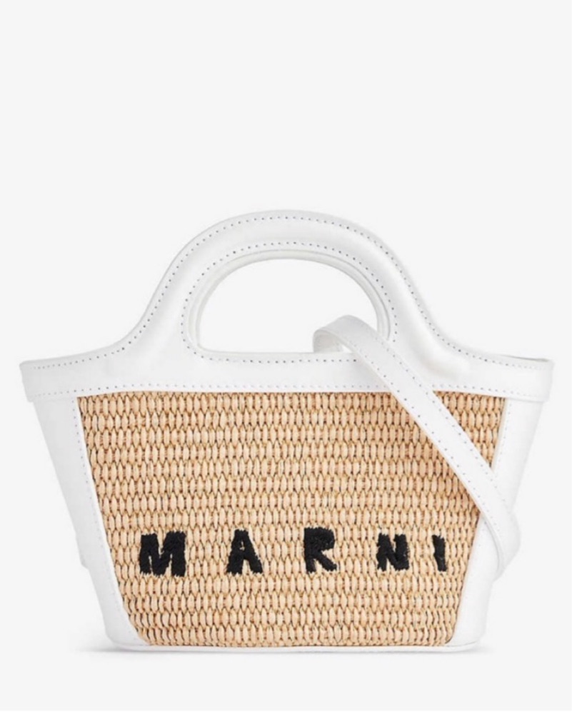 【まーちゃん】MARNI　TROPICALIA MICRO MARNI Tropicalia micro leather and embroidered raffia-like tote
